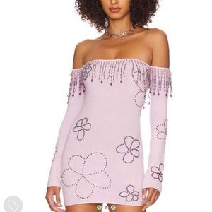 GUIZIO Daphne Beaded Mini Dress in Lavender